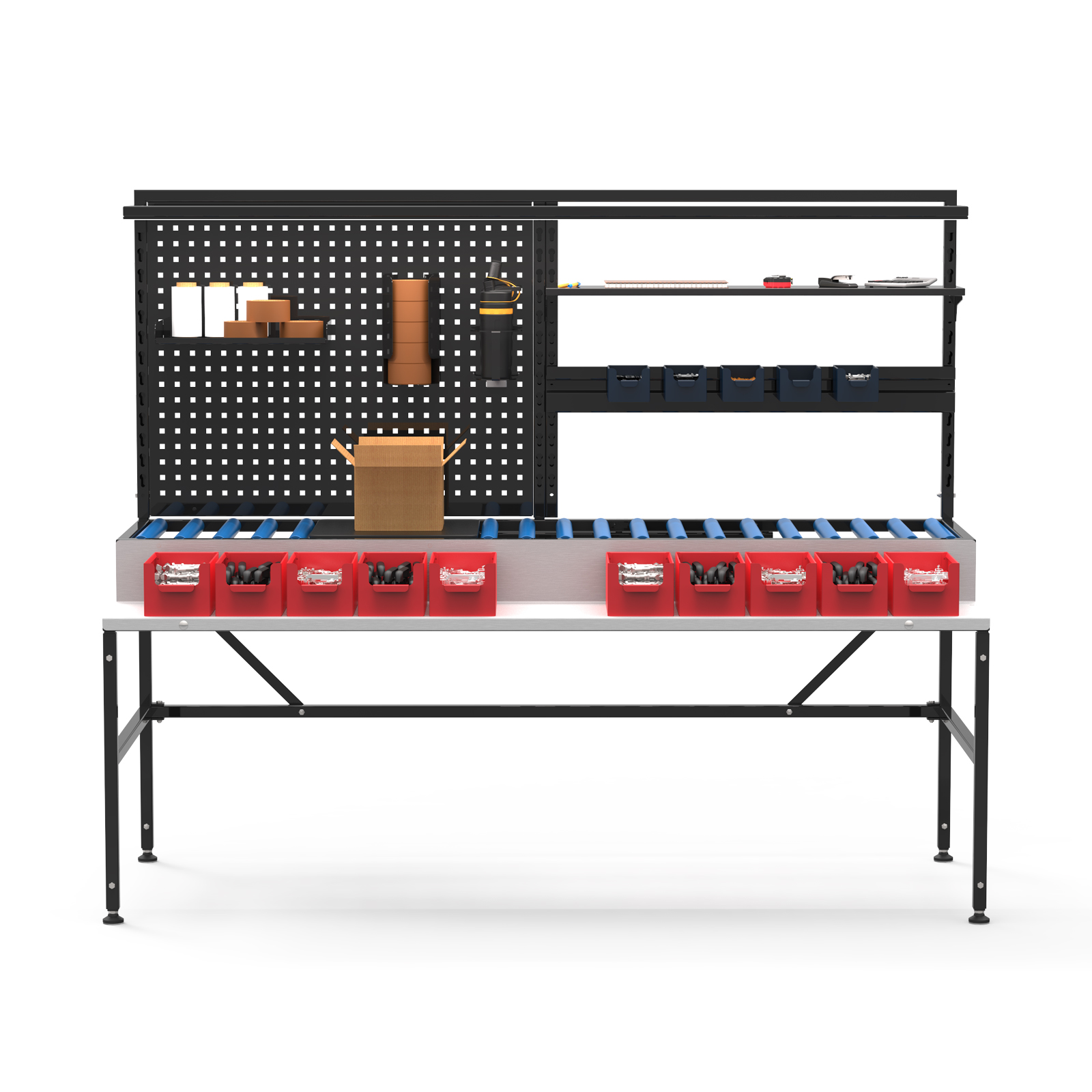 Umpack-, Kommissionier- und Packrollentisch 200×80 cm effepack